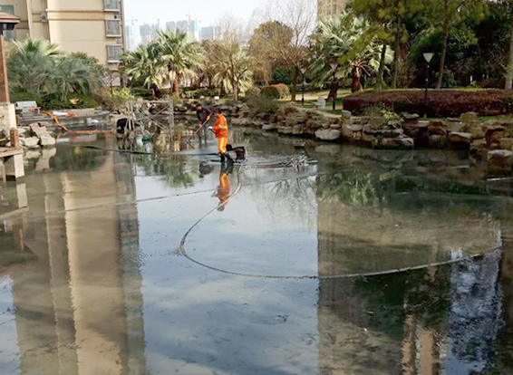 津南景观池淤泥清理